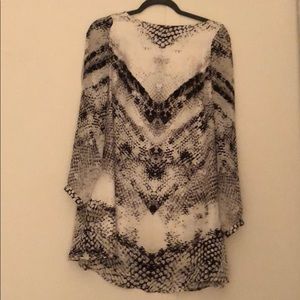 GUESS Snakeskin Print Long Sleeve Dress